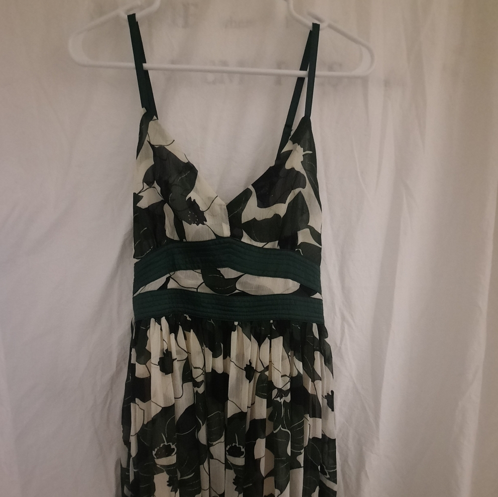 Katia dress, size med, green, black, cream, and beautiful gold design.